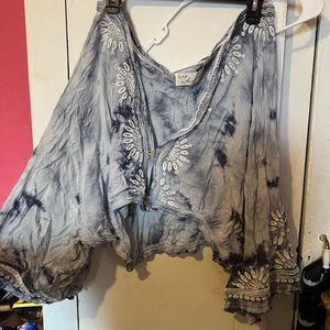 Light and dark blue washed over shirt